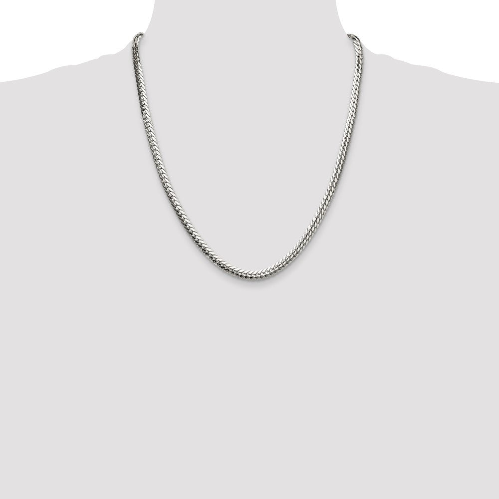 Sterling Silver Polished 5.1mm Double Oval Flat Chain Necklace 22"