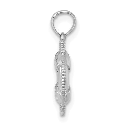 14k White Gold White 3D Lifesaver Pendant