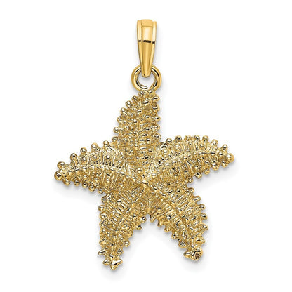 14k Yellow Gold Beaded Textured Starfish Charm Pendant