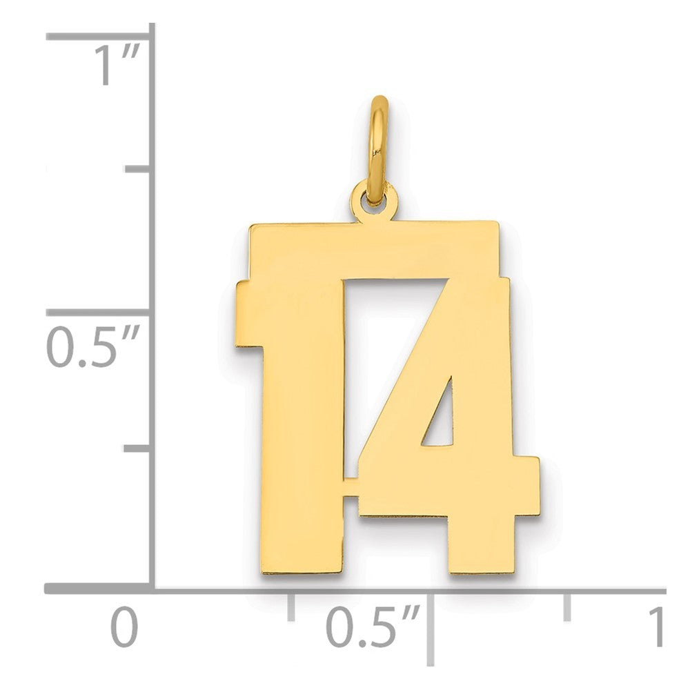 14k Yellow Gold Medium Polished Number 14 Charm Pendant