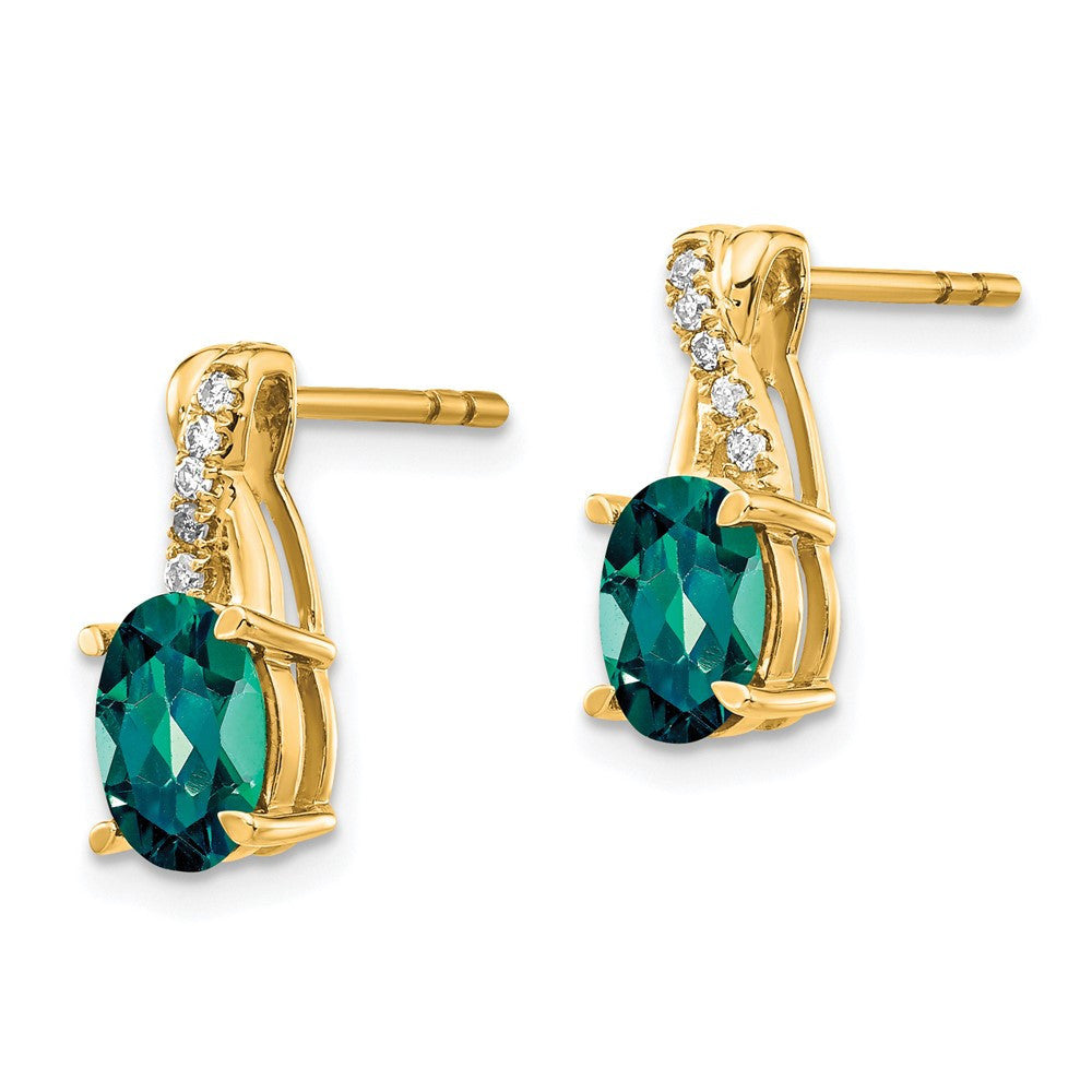 14k Yellow Gold Created Alexandrite and Diamond Drop & Dangle Earrings