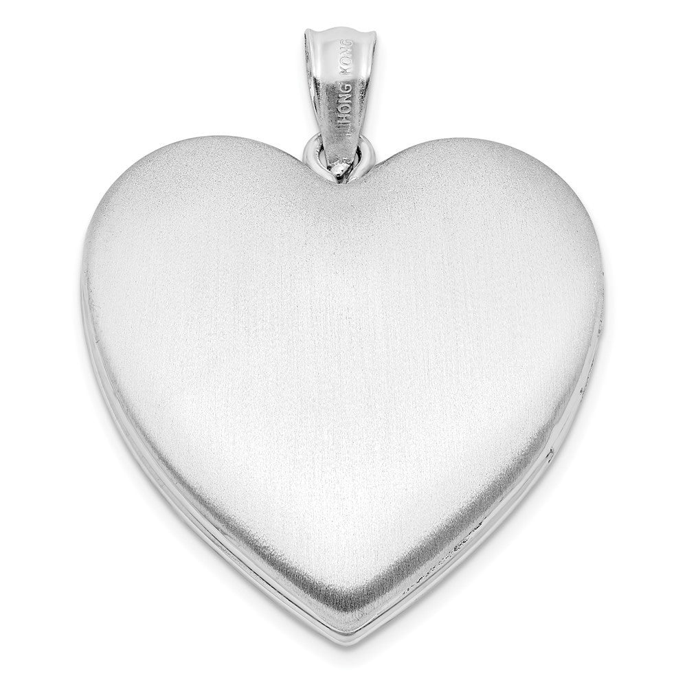 Sterling Silver Rhodium-plated 24mm Scrolled Ash Holder Heart Locket Pendant