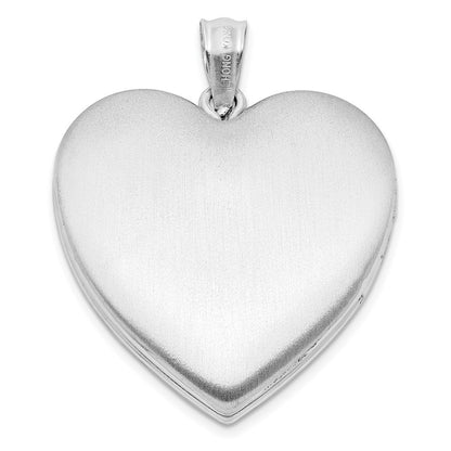 Sterling Silver Rhodium-plated 24mm Scrolled Ash Holder Heart Locket Pendant