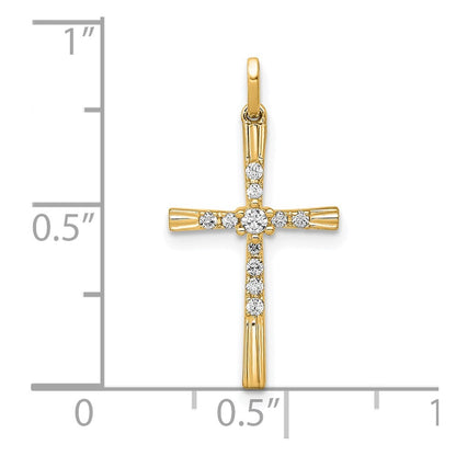 14k Yellow Gold 1/10ct. Diamond Cross Pendant