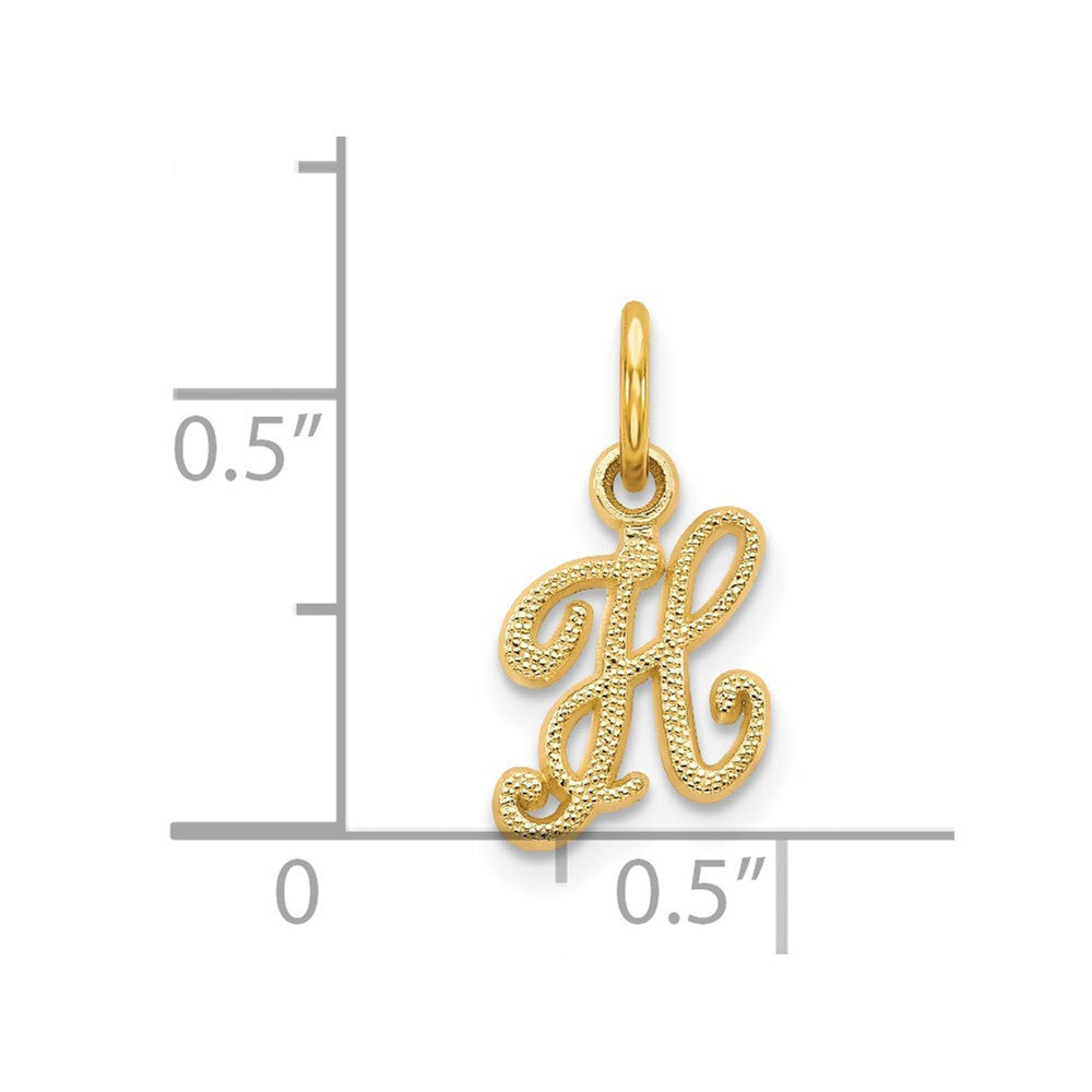 14k Yellow Gold Script Letter H Initial Charm Pendant