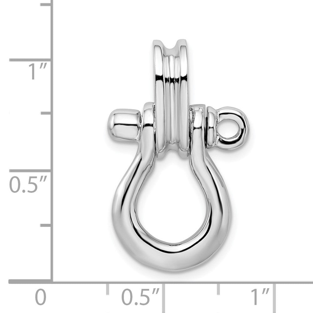 Sterling Silver Rhodium-Plated 3D Large Shackle Link with Pulley Pendant