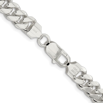 Sterling Silver Rhodium-plated 7.8mm Polished Domed Curb Chain Necklace 24"