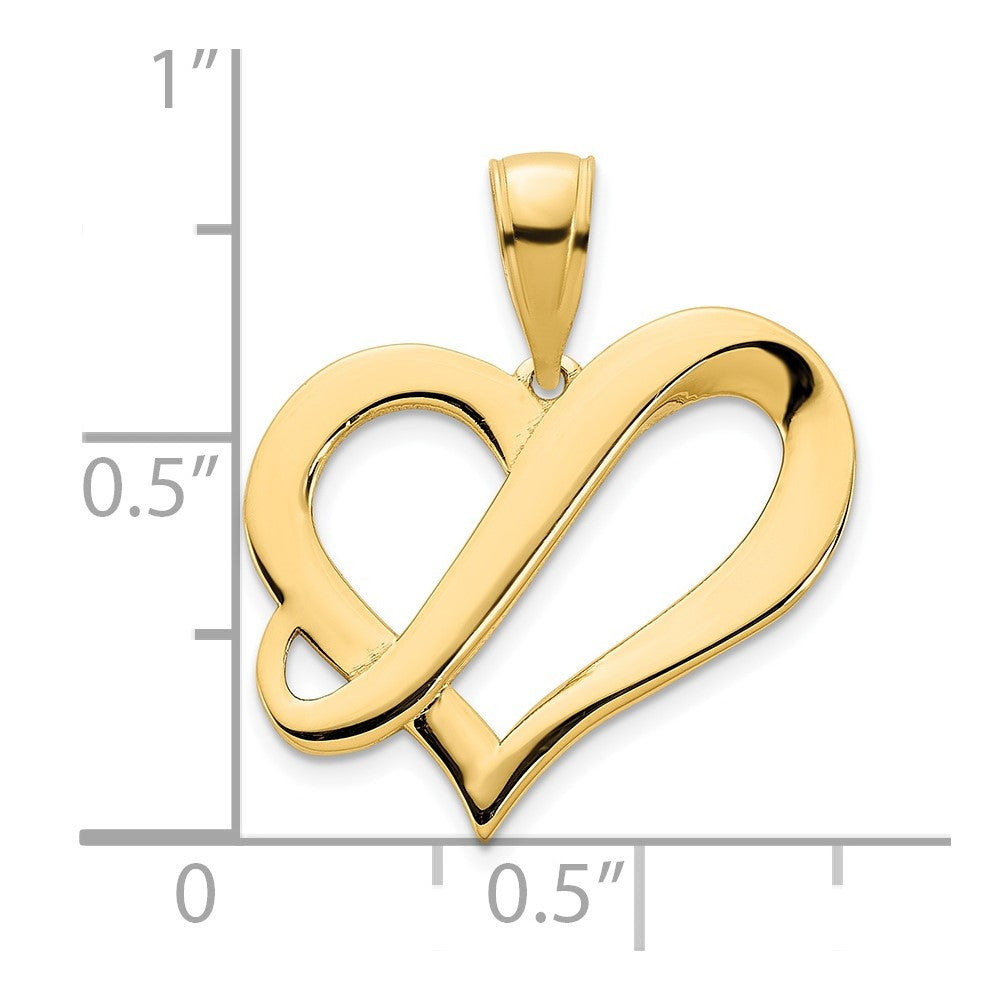 14k Yellow Gold Fancy Heart Pendant