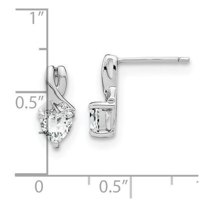Sterling Silver Rhodium-plated White Topaz and Diamond Dangle Earrings