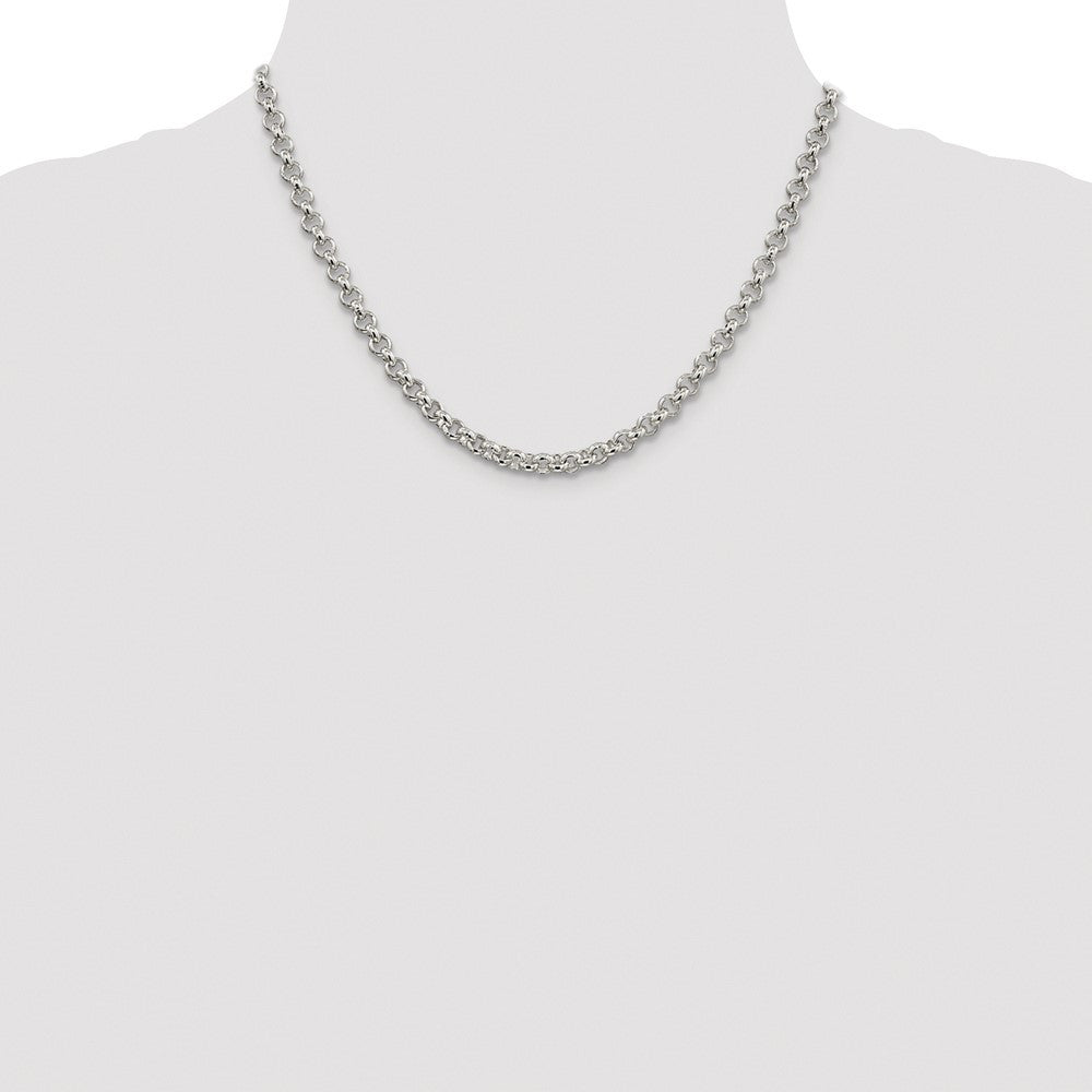Sterling Silver Rhodium-plated 5mm Rolo Chain Necklace 18"