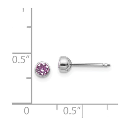 14k White Gold 4mm June Crystal Bezel Stud Earrings