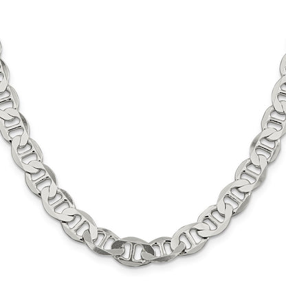 Sterling Silver 8.9mm Flat Anchor Chain Necklace 18"
