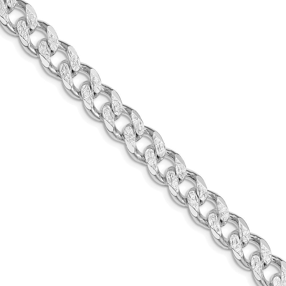 Sterling Silver Rhodium-plated 9.3mm Pav� Curb Chain Necklace 20"