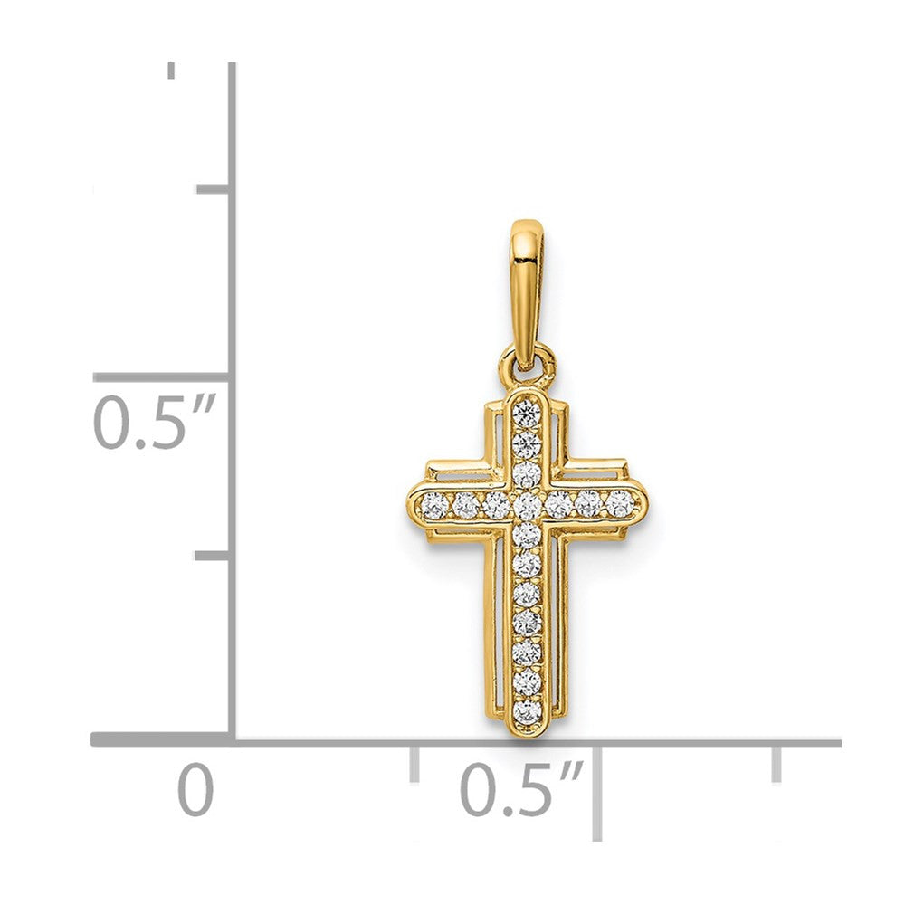 14k Yellow Gold Cross CZ Pendant