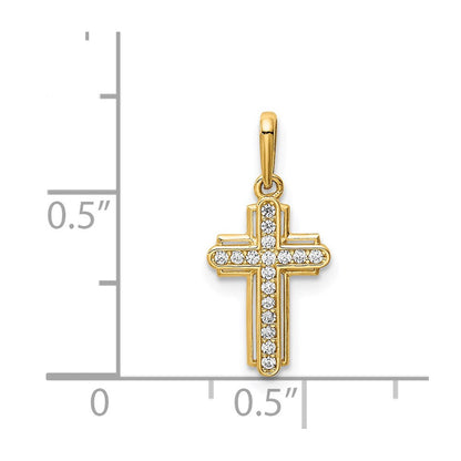14k Yellow Gold Cross CZ Pendant