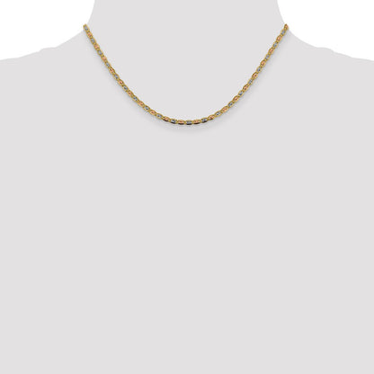 14k Tri-color Gold 2.75mm Valentino with Lobster Clasp Chain Necklace 16"
