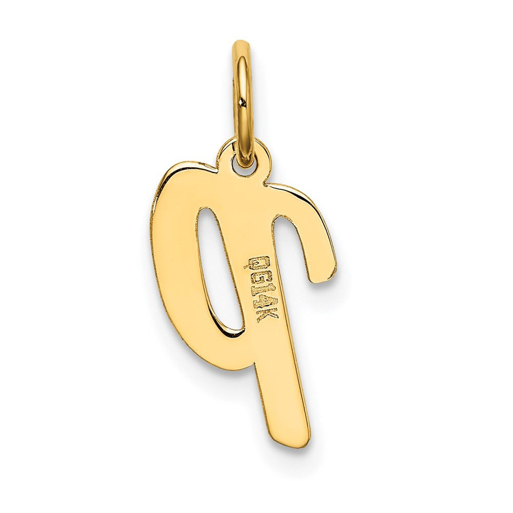 14k Yellow Gold Small Script Letter P Initial Charm Pendant