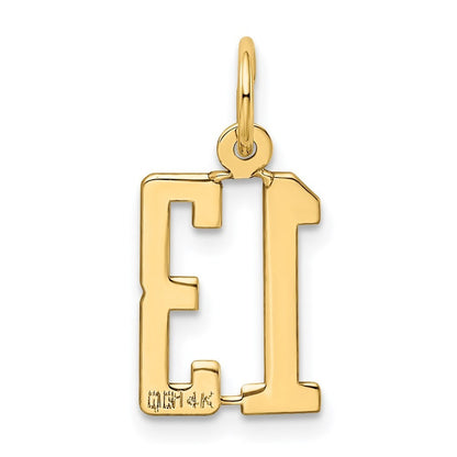14k Yellow Gold Small Elongated Number 13 Charm Pendant