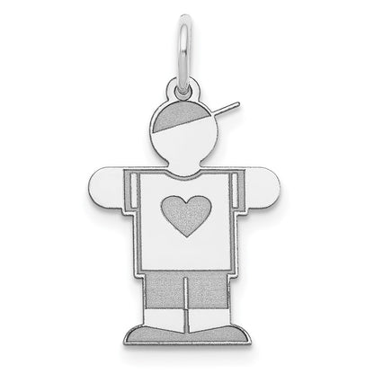 14k White Gold Kid Charm Pendant