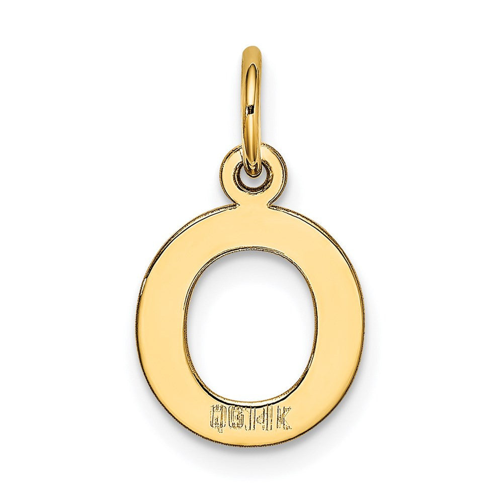 14k Yellow Gold Small Block Letter O Initial Charm Pendant