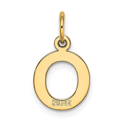 14k Yellow Gold Small Block Letter O Initial Charm Pendant