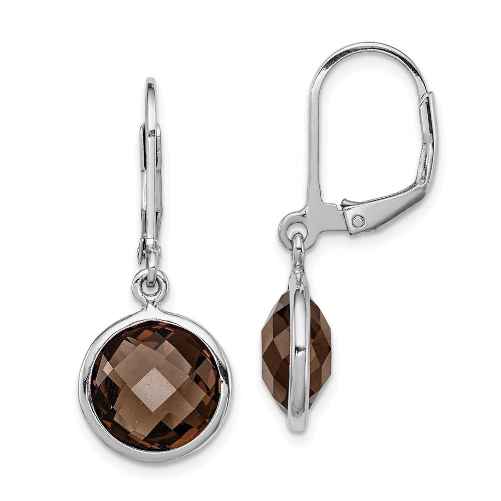 Sterling Silver Rhodium-plated Smoky Quartz Dangle Earrings