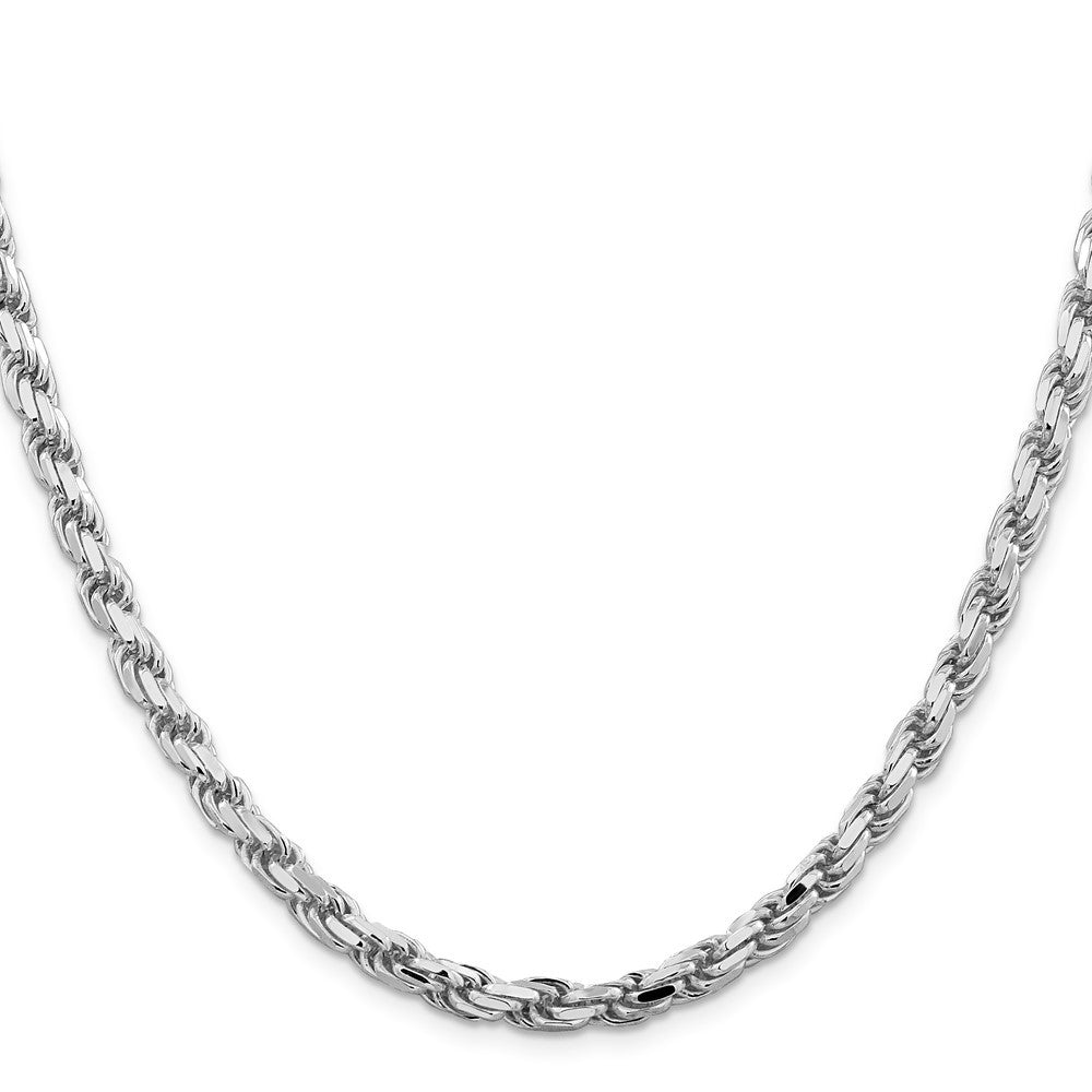 Sterling Silver Rhodium-plated 5.75mm Diamond-cut Rope Chain Necklace 24"