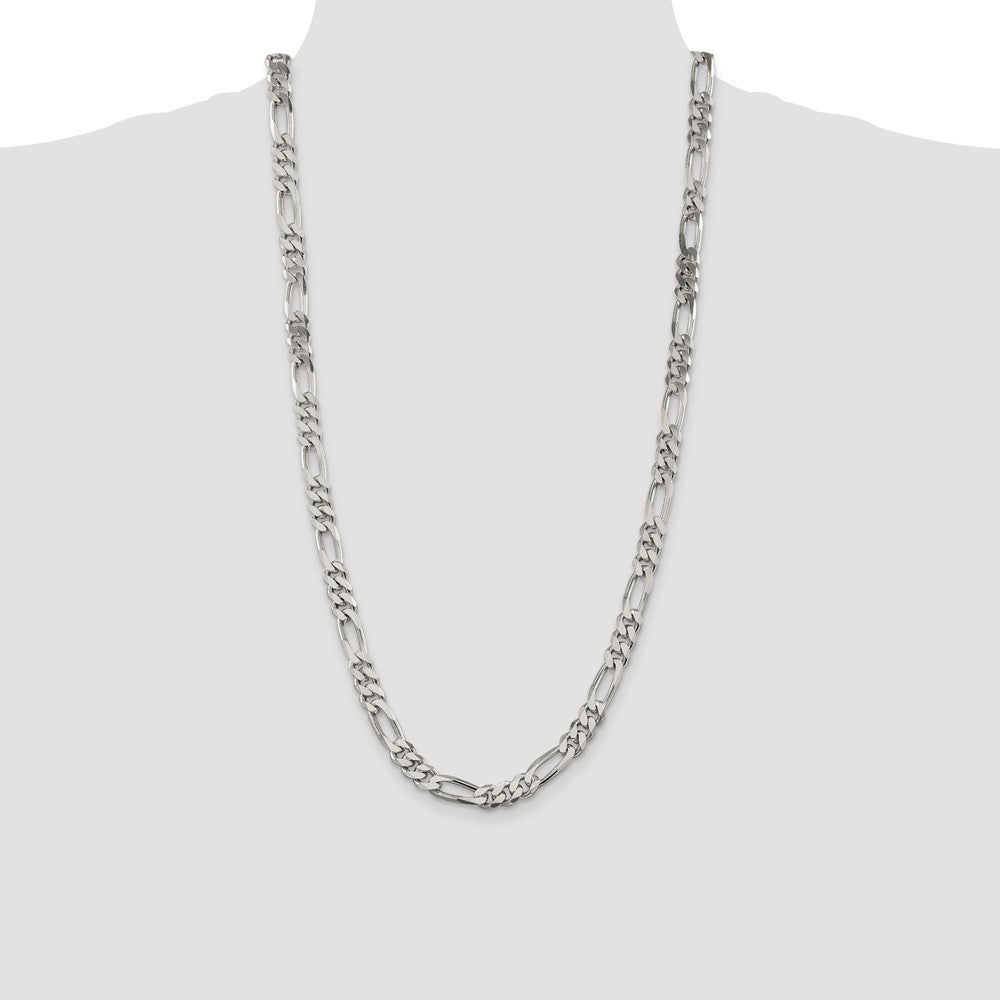 Sterling Silver 8mm Figaro Chain Necklace 28"