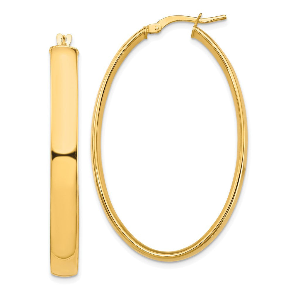 14k Yellow Gold High Polished 5mm Oval Hoop Earrings