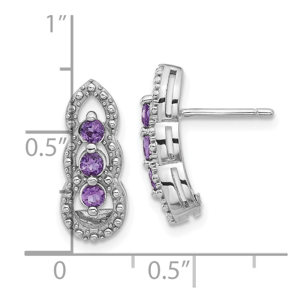 Sterling Silver Rhodium-plated Amethyst Dangle Earrings