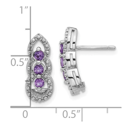 Sterling Silver Rhodium-plated Amethyst Dangle Earrings