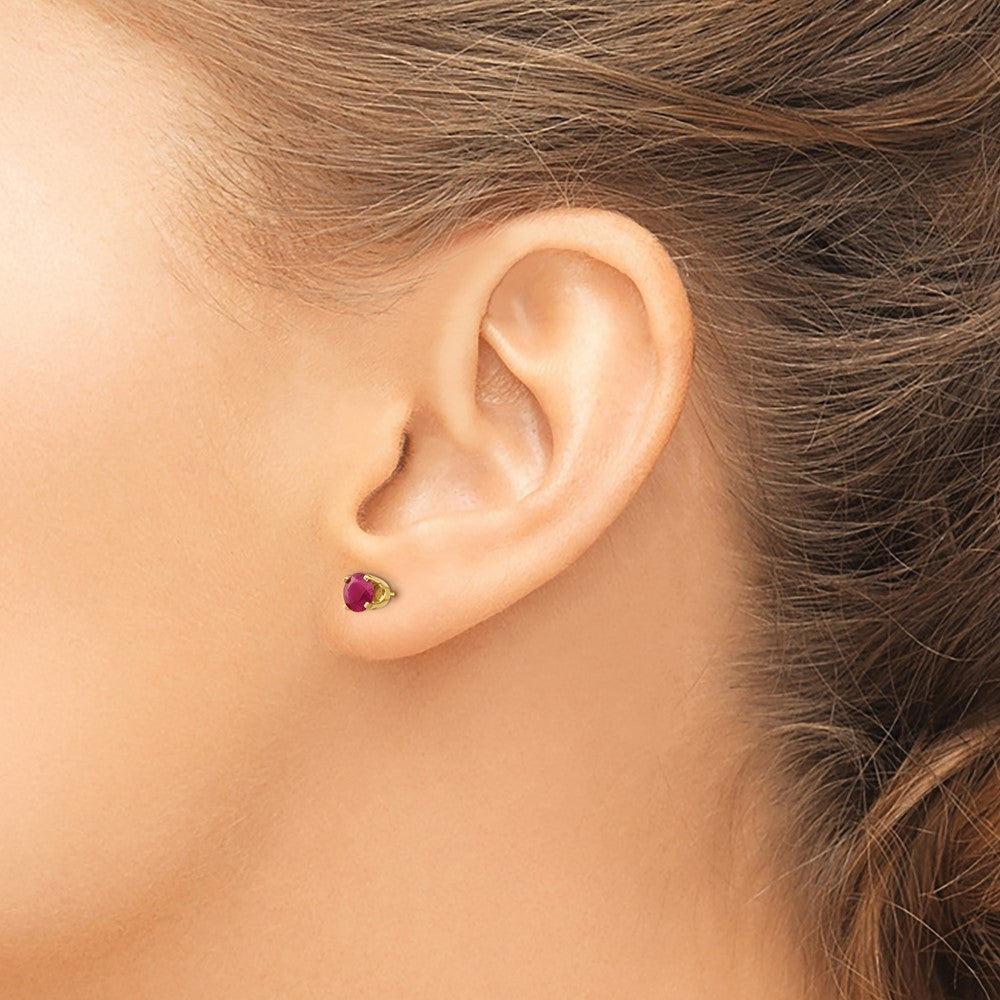 14k Yellow Gold 5mm Ruby Stud Earrings
