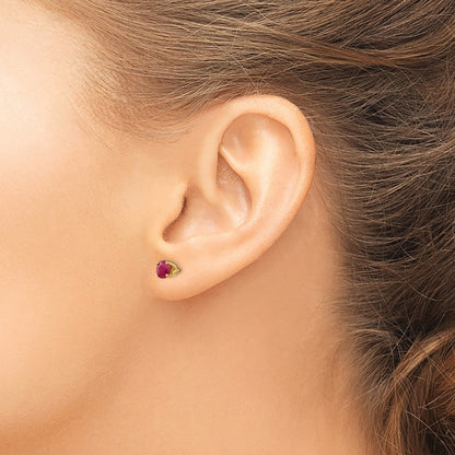 14k Yellow Gold 5mm Ruby Stud Earrings