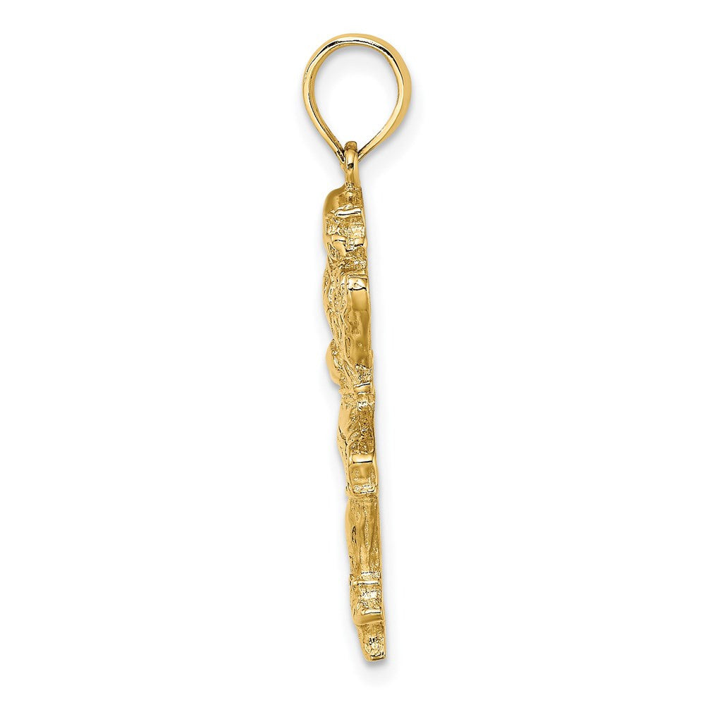 14k Yellow Gold Polished Running Football Player Charm Pendant