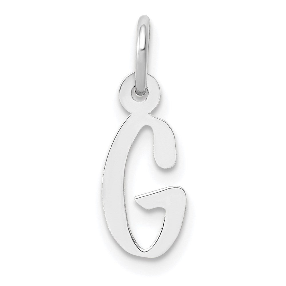 14k White Gold Small Slanted Block Letter G Initial Charm Pendant