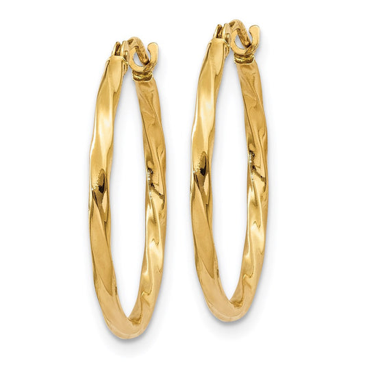 14k Yellow Gold Twist Hoop Earrings