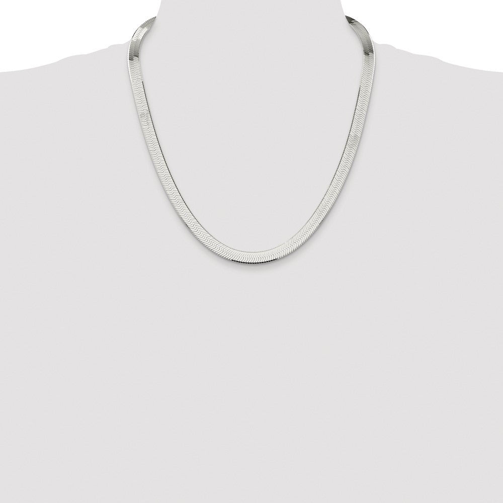 Sterling Silver Rhodium-plated 8mm Magic Herringbone Chain Necklace 22"