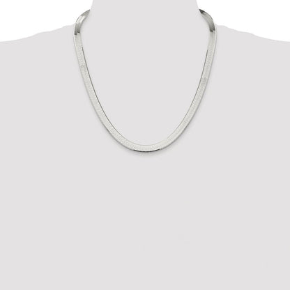 Sterling Silver Rhodium-plated 8mm Magic Herringbone Chain Necklace 22"