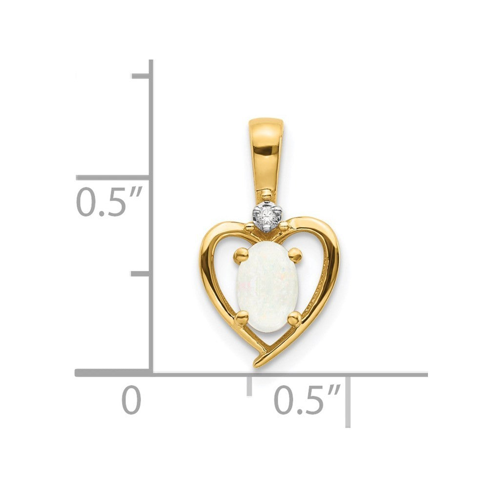 14k Yellow Gold Opal and Diamond Heart Pendant
