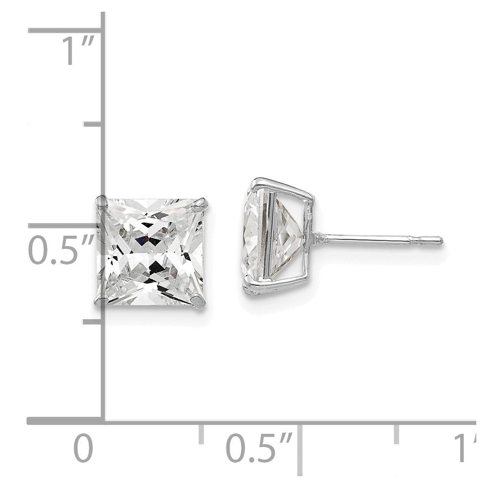 14k White Gold 7mm Square Cubic Zirconia Stud Earrings