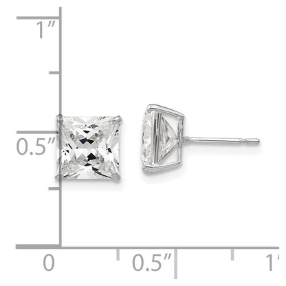 14k White Gold 7mm Square Cubic Zirconia Stud Earrings