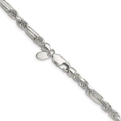 Sterling Silver 4.75mm Diamond-Cut Figarope Chain Necklace 24"
