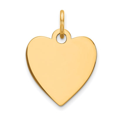 14k Yellow Gold Plain .027 Gauge Engravable Heart Disc Charm Pendant