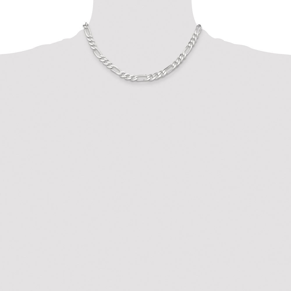 Sterling Silver 7.5mm Figaro Chain Necklace 16"