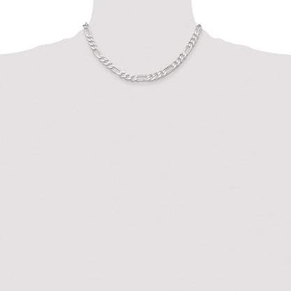 Sterling Silver 7.5mm Figaro Chain Necklace 16"