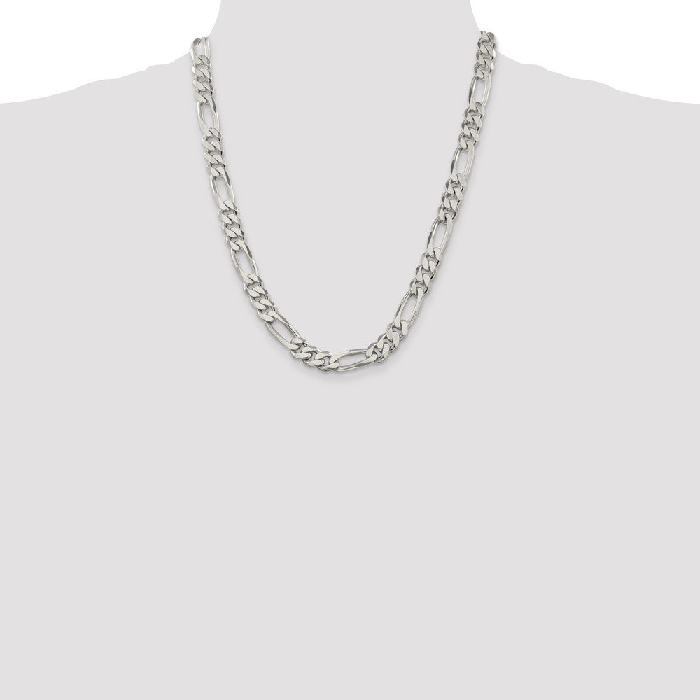 Sterling Silver 9mm Figaro Chain Necklace 22"