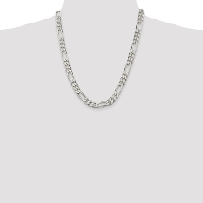 Sterling Silver 9mm Figaro Chain Necklace 22"