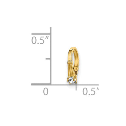 14k Yellow Gold 3D Ring with White CZ Charm Pendant