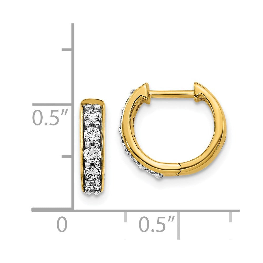 14k Yellow Gold Diamond Hinged Hoop Earrings