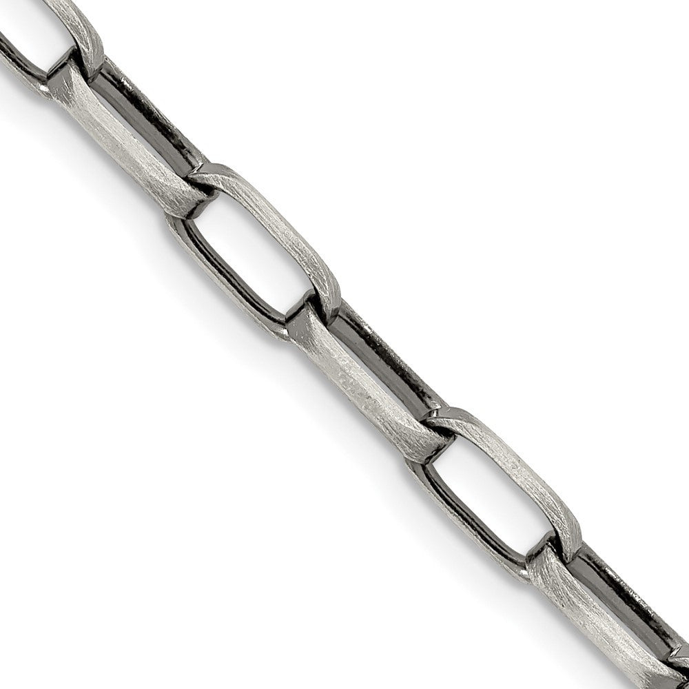 Sterling Silver Antiqued 4.8mm Elongated Open Link Chain Necklace 24"